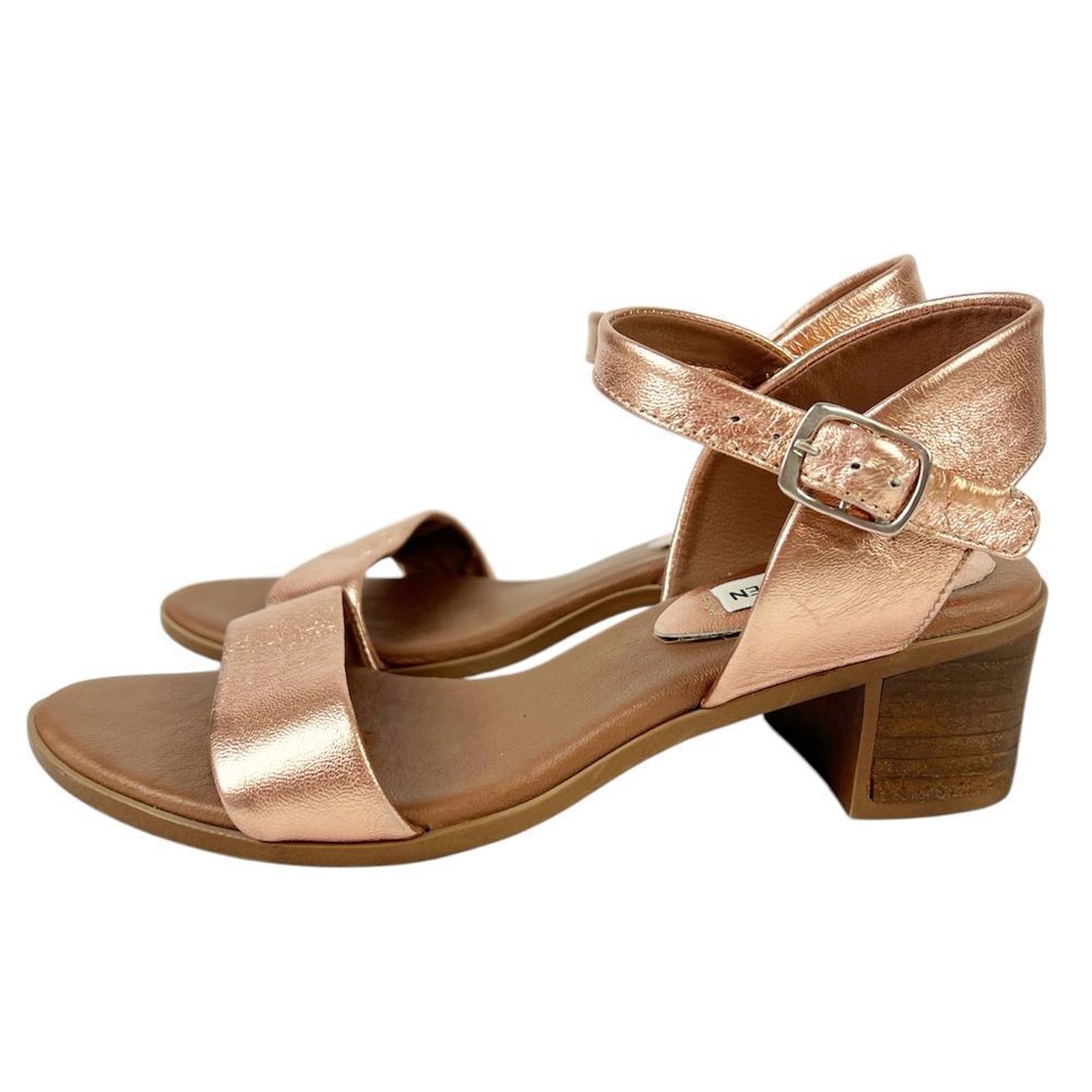 Steve Madden April Rose Gold Brown Chunky Sandals Block Heel Ankle Strap 7.5 - Picture 2 of 13